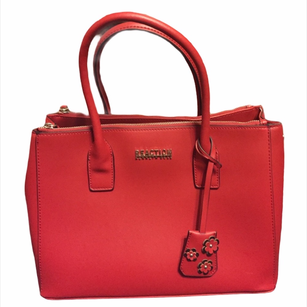 Red Kenneth Cole Reaction shoulder tote purse